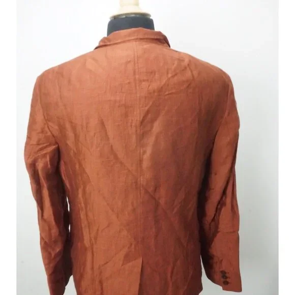 John Varvatos Linen Blend Rust Orange Sport Coat Jacket Coat Sz 40 NEW